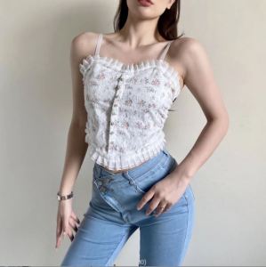 MC BR747 BRA BH TANKTOP CROP KOREAN LACE FLORAL VINTAGE WANITA MOTIF BUNGA RETRO GAYA KOREA
