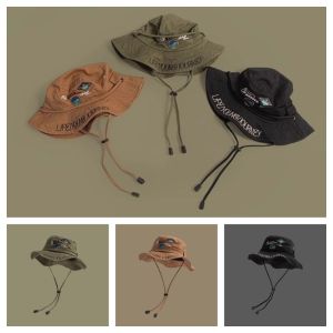 THANKSKY ไนลอนทำจากไนลอน หมวกเย็บปักถักร้อยของชาวประมง ป้องกันรังสียูวี สไตล์ญี่ปุ่นแบบ หมวกบักเก็ตพับได้ สร้างสรรค์และสร้างสรรค์ ที่บังแดด หมวกกันแดดพิมพ์ลายตัวอักษร ชายหญิง