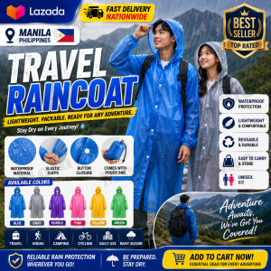 MOMO Travel Raincoat Waterproof Foldable Portable Reusable Kapote Lightweight Hooded Rain Jacket Camping Hiking Outdoor Adventure Emergency Rain Protection Easy Carry Pouch Included