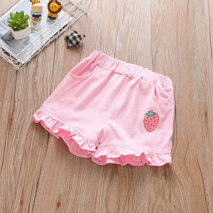 2-7 Years Children Girls Short Pant Summer Strawberry Print Shorts Cotton Bottoms