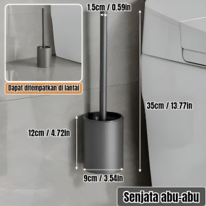 Tempat Sikat Toilet Kamar Mandi Alat Pembersih Dinding Aluminium Tanpa Bor Sikat Toilet Vertikal