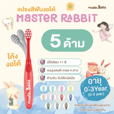 แปรงสีฟันเด็ก แบบคออ่อน งอได้ตามสรีระช่องปากเด็ก ขนแปรงนุ่ม Master Rabbit Toothbrush สำหรับเด็กตั้งแต่ 0-3ปี และ 3-6ปี