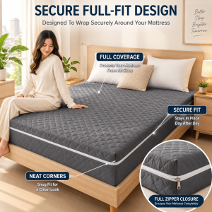 4/6 Inch Kalise Air Quilted Full Zipper Mattress Protector 100% Waterproof Quiet & Noiseless Soft Quilted Comfort