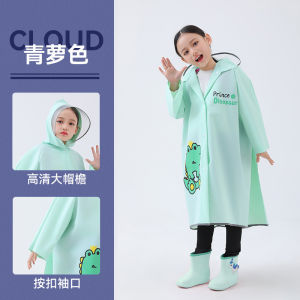 Kids Waterproof EVA Raincoat Hooded Rain Poncho with Backpack Space for School Boys Girls Reusable Lightweight Rainwear for Daily Outdoor Travel Use