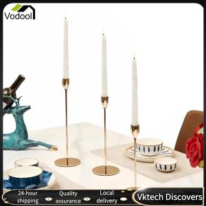 【Vodool】 3Pcs Gold Candle Holders Metal Taper Candle Holder for Wedding Birthday Party Holiday Dinning Decor