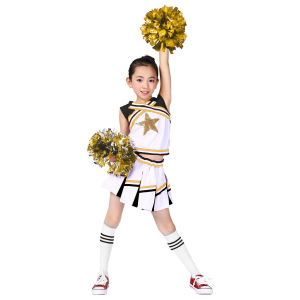 LOlanta 4Pcs Girls Cheerleading Costumes with Socks Kids School Performance Cheerleader Outfit Halloween Fancy Dress Up 4-14Years