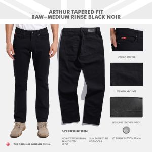 Lee Cooper Tapered Fit Jeans Arthur Raw-Medium Rinse Black Noir