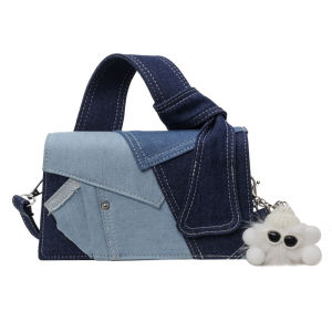 MORNA Fashion Blue Color Block Denim Square Shoulder Bag High Quality Buckle Personalized Unique Design Crossboby Womens Bags