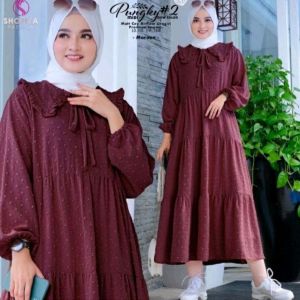 . K-FASHION Gamis Buton Jumbo Polos Rayon Cringkle Airflow Baju Muslim Terbaru Wanita Dewasa Lebaran