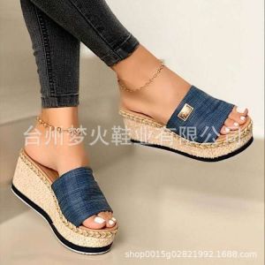 [Free Shipping] WomenS New Style Large-Size Thick-Soled-Strap Wedge-Heeled Sandals Size 43.