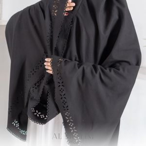 Nurlaela Muslim Bergo Umroh Haji Katun Premium Lasercut Bersaku Jumbo