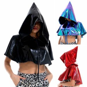 YOUSHI TOP Holographic Halloween Costume Cosplay Props Hoodie Witch Hat  Metallic Cape Fashion Funny Halloween Death Cloak All Saints Day