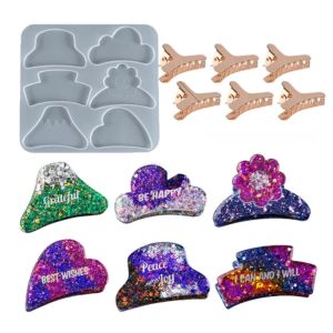 GIORGIONE Handcraft Ornaments for Women Resin Epoxy Hair Claw Clips Mold Shark Hair Pin Silicone Mould Hairpin Mold