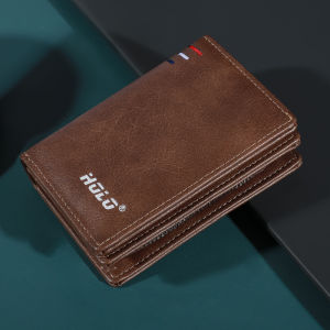 กระเป๋าสตางค์ผู้ชาย สไตล์ธุรกิจ วินเทจ คลิปเงิน PU ช่องเสียบการ์ดหลาย Zero กระเป๋าสตางค์