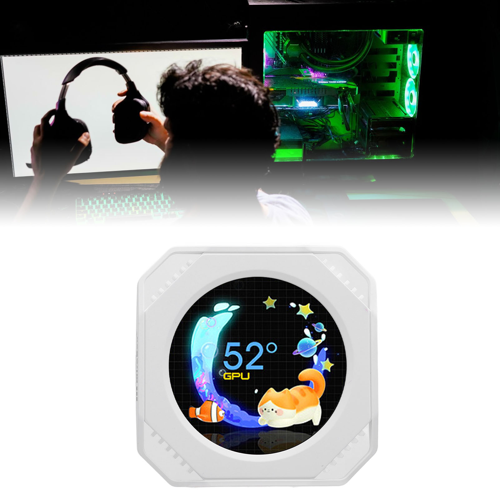 CPU Cooler Lcd Display RGB 2.1 Inch Computer Temperature Display for Gaming