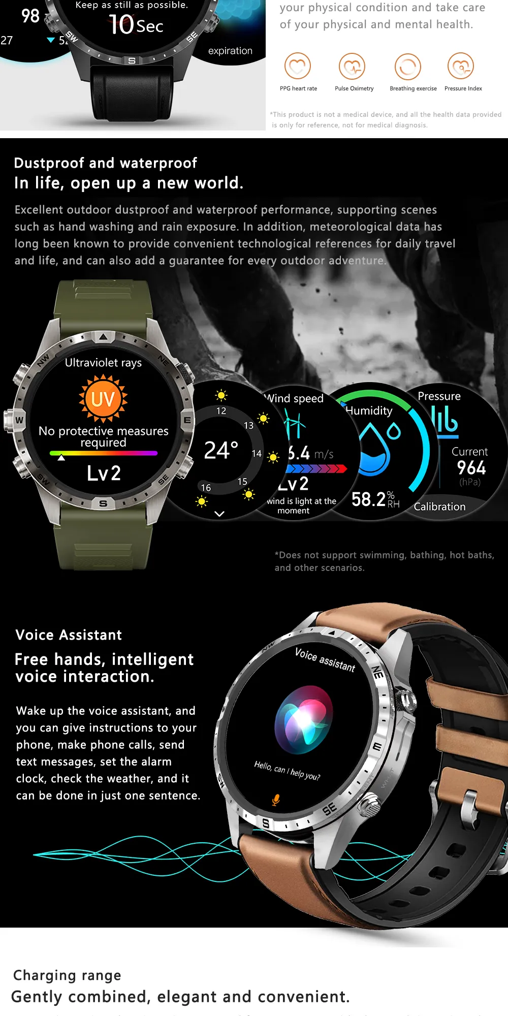 Aolon GT5 Pro 1.6 นิ้ว นาฬิกา สมาร์ทวอทช์ เข็มทิศ smartwatch จอใหญ่ 100+ โหมดกีฬา โทรผ่านบลูทูธ IP67 กันน้ํา นาฬิกาวิ่ง