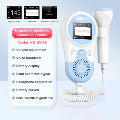 Cofoe Fetal Doppler Baby Heartbeat Detector Portable Pregnant Baby Ultrasound Heart Rate Monitor Pocket LCD Probe Vascular Doppler Stethoscope
