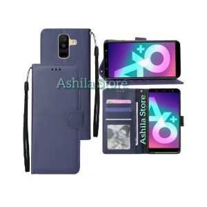 Samsung A6 Plus/J8 Case/ Casing Dompet Flip Cover Leather Premium Sarung Buku HP Bisa Standing