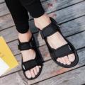 Fashion men and women sandals for  two straps Korean Style summer breathable beach sandal black rubber shoes size 36-45. 