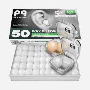 PQ Wax Ear Plugs Skin Tone 50 Wax Pillows | Earplugs For Sleeping Snore Blocker Cover Shower Penutup Telinga Tidur Mandi Kalis Air 耳塞高效隔音防噪音睡眠睡覺睡觉防水