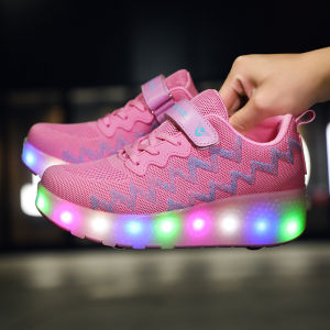 Heelys Fashion Boys USB Led Light Shoes Kids Sneakers with TWO Wheels Kids Roller Skate Glowing for Boys Girls Roller Shoes Size 27-43