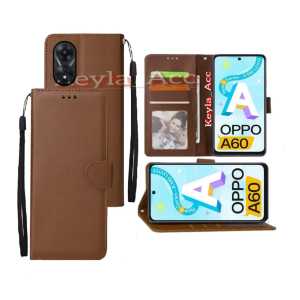 Case For OPPO A60 Casing Dompet Flip Cover Leather Premium Sarung Buku HP Bisa Standing