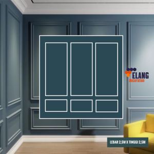 Moulding Single Lebar 4cm Ukuran Dinding Tinggi 25 Meter x Lebar 2.5 Meter / Paket lengkap Wallmoulding Satu Dinding (LANGSUNG PASANG)