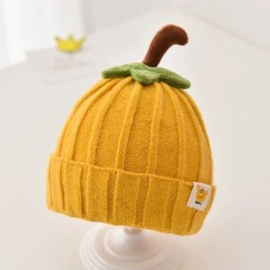 VALER Soft Baby Knitted Hat Cuffed Style Cartoon Design Infant Cap New Yarn Pumpkin Toddler Beanie Halloween