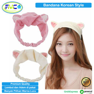 Bando Bandana Korea Headband Motif Kuping Kucing Lucu Makeup Facial Aksesoris Rambut Wanita Korean Style