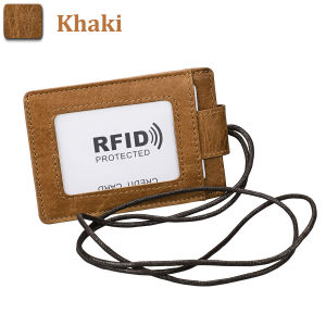 NEW High Quality Genuine Leather Fashion Neck Lanyard Badge ID IC Card Holder RFID Protected Credit Card Pouch Name tag Bus subway Cards Cases