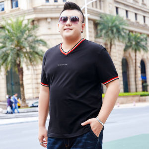 VSheng Big Size T Shirt For Men V-Neck XXL TO 7XL Stretch Plus Size Short Sleeve Tops