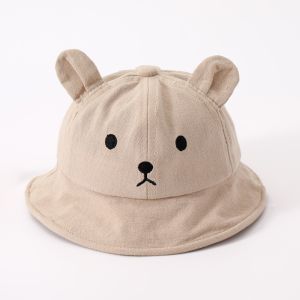 Solid Color Baby Bucket Hat Korean Cotton Baby Bear Hat Lovely Outdoor Boys Girls Sunhat Toddler