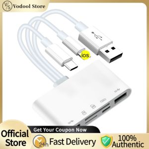 Universal 5-In-3 Memory Card Reader USB OTG Adapter for PC Laptop and Mobile Devices Compatible with SD Micro SD and CompactFlash Cards