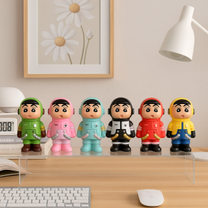 YOUSHI TOP Crayon Shin Chan Hũ Tiền Heo Crayon Shin-chan Chống nước Vinyl Hộp ký gửi an toàn Sáng tạo Đồ sưu tầm Hình Nhân Anime Heo Đất Trang trí nhà cửa