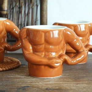 MKEB MALL With Handle Ceramic Pectorales Mugs Gift Box Ceramic Material Funny Gift Mugs Funny Gift Creative Shape Muscle Man Mug Home Breakfast