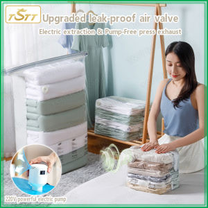 กระเป๋าเก็บของสูญญากาศพร้อมถุงบีบอัดปั๊มไฟฟ้าสำหรับที่เก็บของภายในบ้านชั้นวางแบบประหยัดเนื้อที่เสื้อผ้าสำหรับเดินทางกระเป๋าเก็บของถุงดูดฝุ่นทรงลูกบาศก์ไอเสียไร้ถุงปั้ม