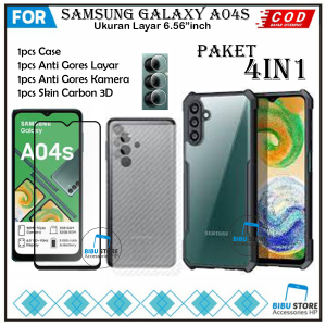 Paket 4IN1 Case Samsung Galaxy A04 A04 Core A04e A04s Softacse Shockproof Transparant Casing
