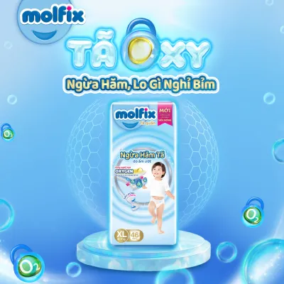 [QUÀ TẶNG GIỚI HẠN – ĐƠN 299K/799K] Tã Quần Molfix Oxygen Super Jumbo M56/L52/XL46/XXL42/XXXL28