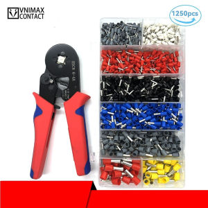 HCS8 6-4A Tubular Terminal Crimping Pliers Set Multi-specification and Multi-functional Crimping Pliers with 1250pcs Terminals