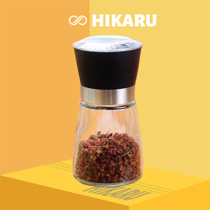 Cối Xay Tiêu Thủy Tinh Cầm Tay Cao Cấp Loại 1 HIKARU_HK-NA-007_Xay Hạt Tiêu Hạt Khô Inox Bằng Tay