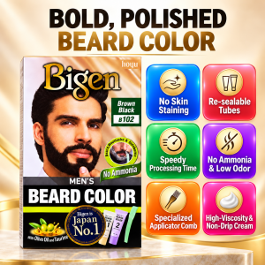 Bigen Mens Beard Color Dye for Beard & Moustache Beard Dye for Grey Coverage