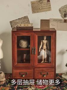 LZD R Desktop Storage Wooden zakka Storage Cabinet Drawer Cosmetics Office Wooden Desk Shelf