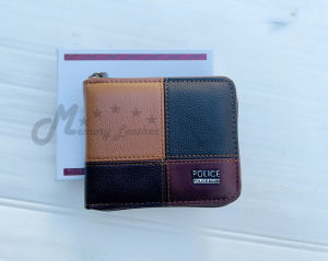 กระเป๋าสตางค์หนังแท้ POLICE  ซิปรอบลายลูกเต๋า กระเป๋าตังค์ผู้ชาย แถมฟรีกล่อง ราคาถูกสุดๆสินค้าพร้อมส่ง