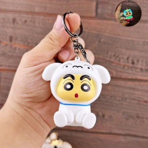 Kawaii Crayon Shin Chan Glowing Keychain Cute Cartoon Night Light Car Key Ring Schoolbag Decoration Gifts for Friends