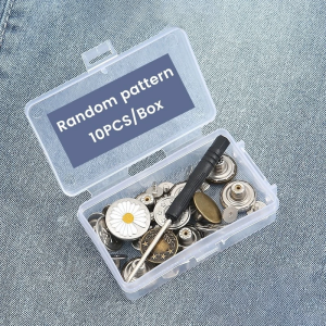 Jeans Button 10PCS/Set No Sew Metal Waist Button Random Mixed Pattern Removable Jean Buttons Set With Tool For Jeans Shorts Skirts