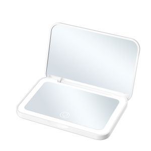 KINTHAZER Mini Folding Makeup Mirror Magnifying Portable Cosmetic Mirror Rechargeable 3 Color Lighting LED Light  Mirror Women