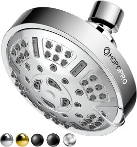 HOPOPRO Upgraded 9 Settings High Pressure Shower Head NBC News Recommended Brand Fixed Showerhead Bathroom Showerhead Multi-functional Rainfall Showerhead for Low Water Flow (Matte Black)
