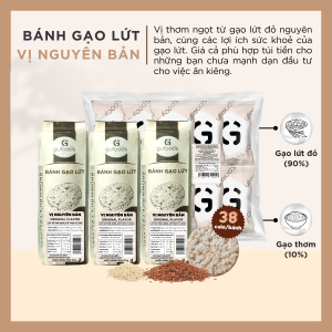 Bánh gạo lứt GUfoods - Tiện lợi Không chiên dầu Không đường Từ gạo và ngũ cốc nguyên hạt Lành mạnh Phù hợp Eat clean Ăn vặt healthy Thực dưỡng Tập gym Thuần chay Đa dạng hương vị