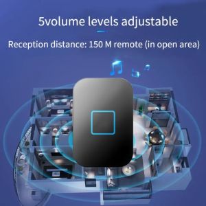 Wireless Doorbell NO Need Battery Self Powered Doorbell 60 Ringtones 5 Volumes Waterproof Door Bell Wireless 150M Range Door Chime For Home/Office DB09