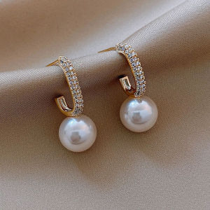 Frascati French High Sense Geometric Simple Pearl Earrings For Woman Jewelry Student Girls Elegant Accessories Party Gifts